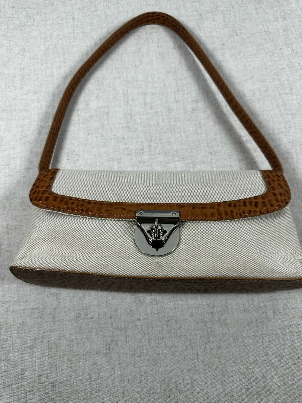Antonio Melani Cream Canvas Shoulder Bag